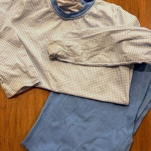 Blue and White Checkered Pants Set